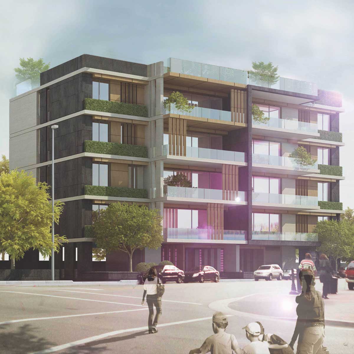 urban building with greeneries