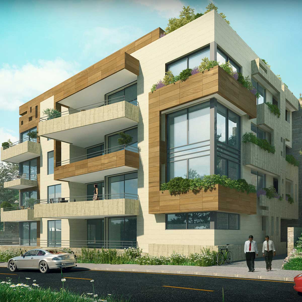 urban building with greeneries